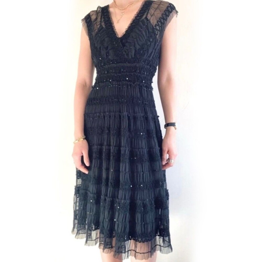 Max Studio Black Lace/Tulle Cocktail Dress/Prom/Wedding - Size M (A209)